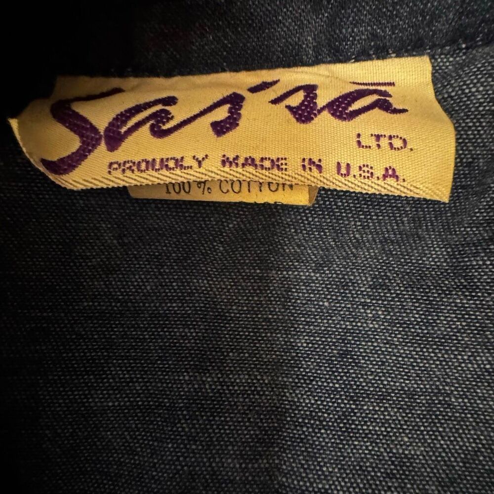 Sassa Ltd. Vintage 1980s Dark Wash Denim Western Dress – Silver Concho & Collar - Picture 7 of 8